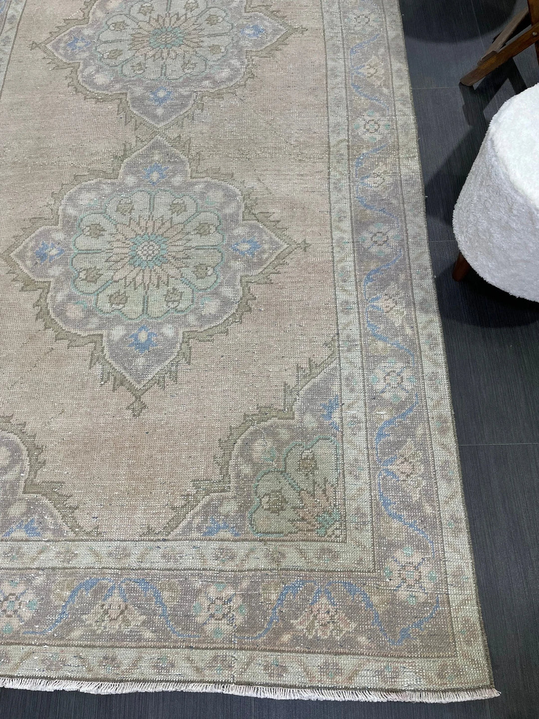 Beige Turkish Runner Rug 4' 5" x 11' 3" Hand-Knotted | No. WR48380