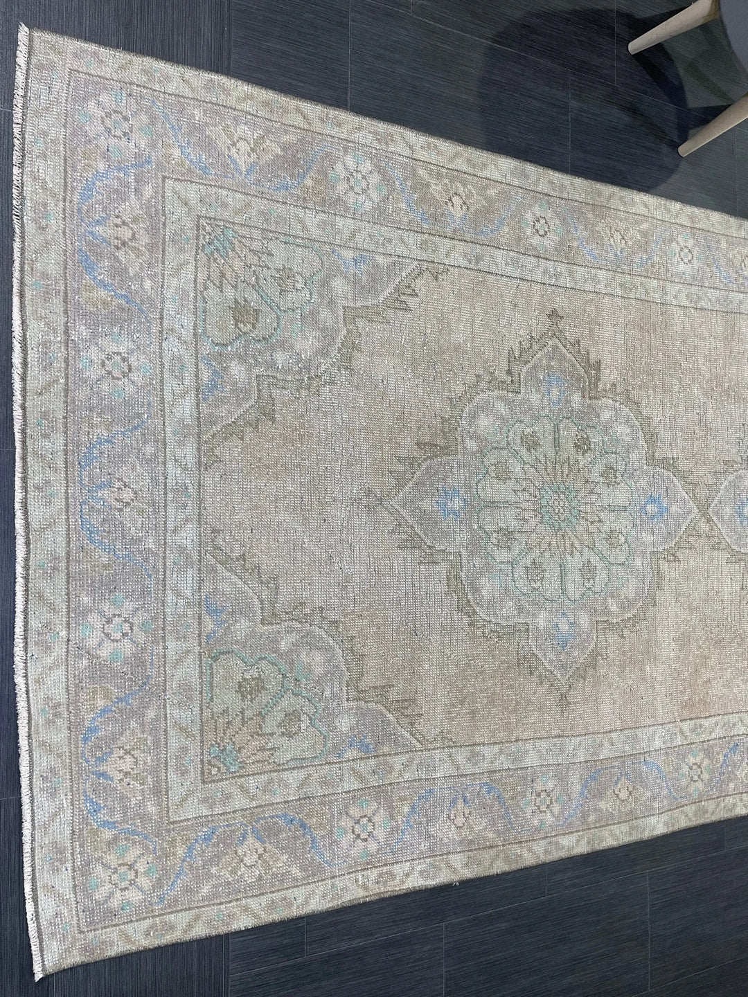 Beige Turkish Runner Rug 4' 5" x 11' 3" Hand-Knotted | No. WR48380