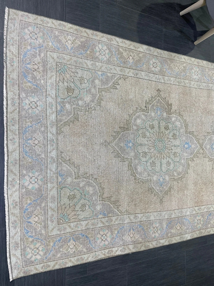 Beige Turkish Runner Rug 4' 5" x 11' 3" Hand-Knotted | No. WR48380