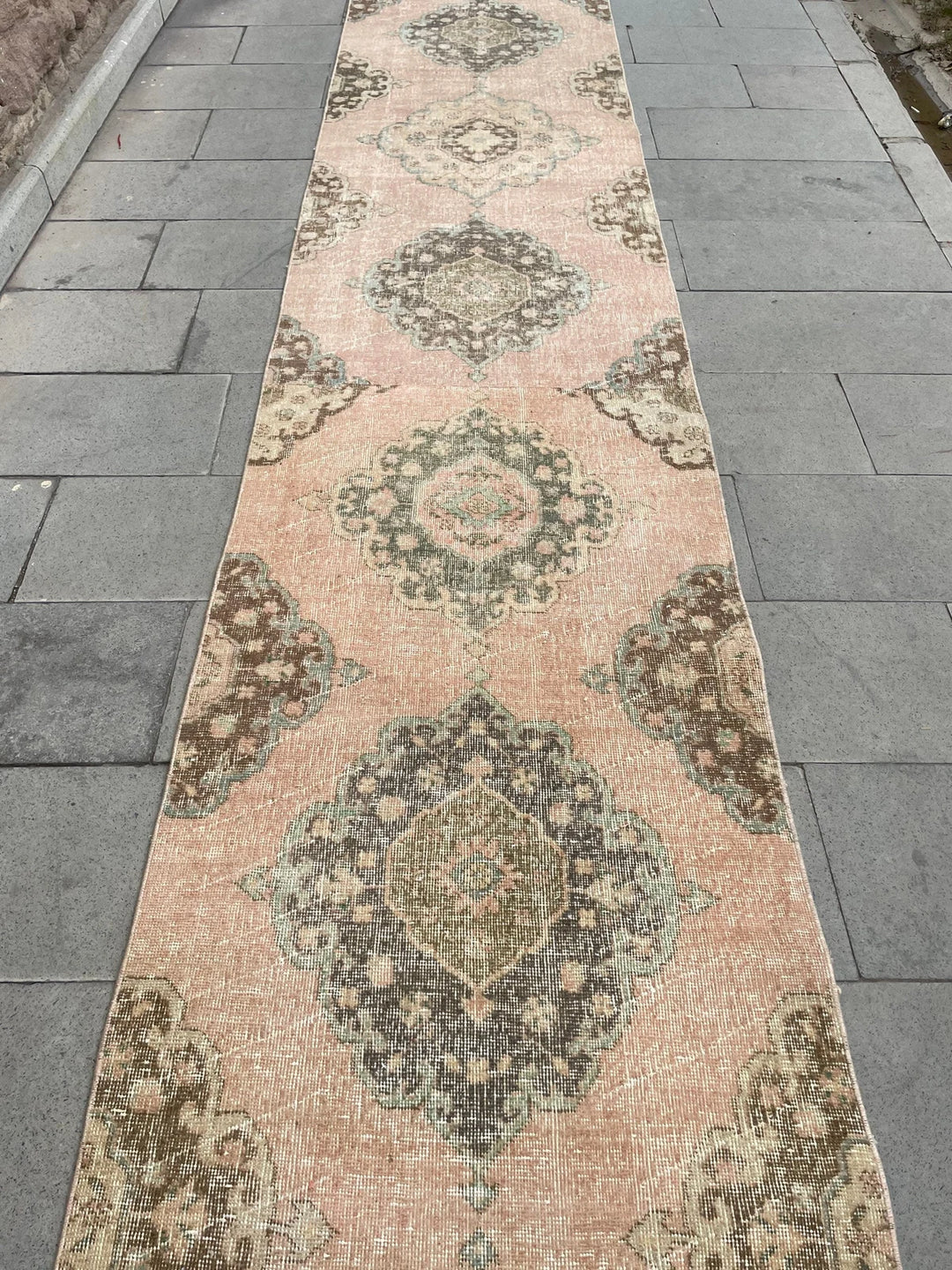 Pink Turkish Runner Rug 2' 9" x 21' 9" Hand-Knotted | No. WR48844