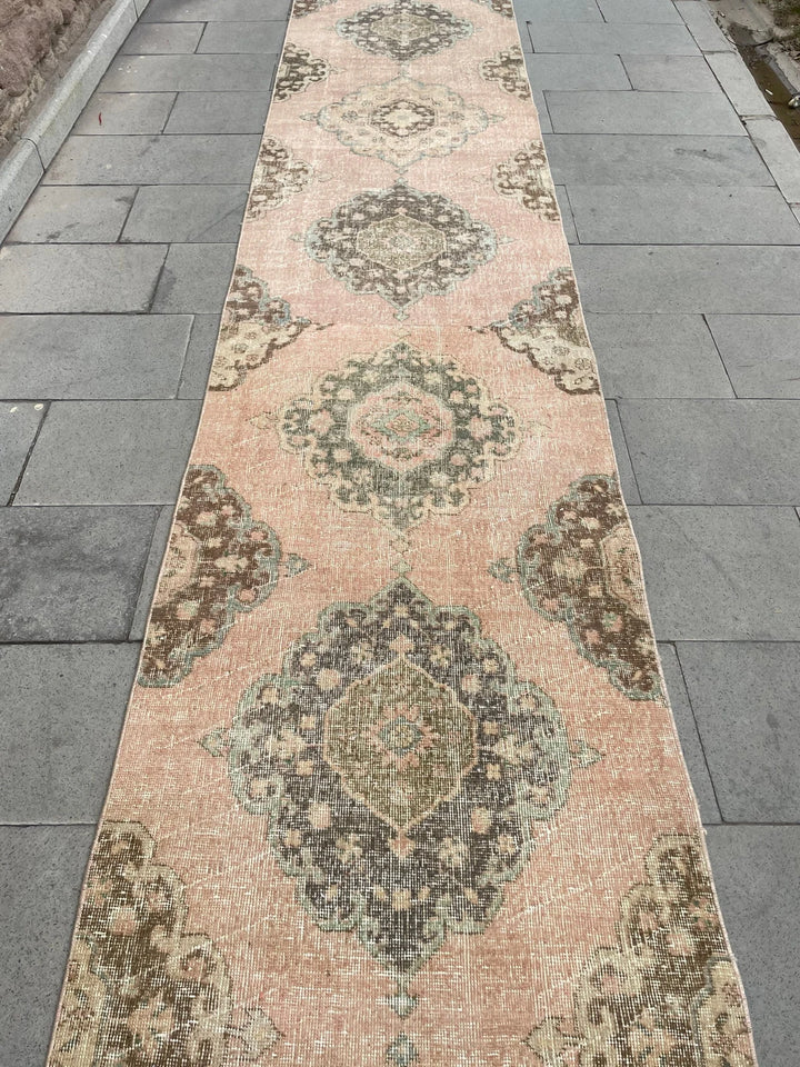 Pink Turkish Runner Rug 2' 9" x 21' 9" Hand-Knotted | No. WR48844