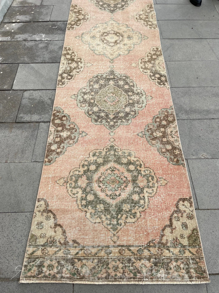 Pink Turkish Runner Rug 2' 9" x 21' 9" Hand-Knotted | No. WR48844