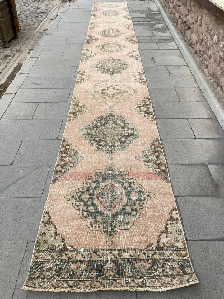 Pink Turkish Runner Rug 2' 9" x 21' 9" Hand-Knotted | No. WR48844