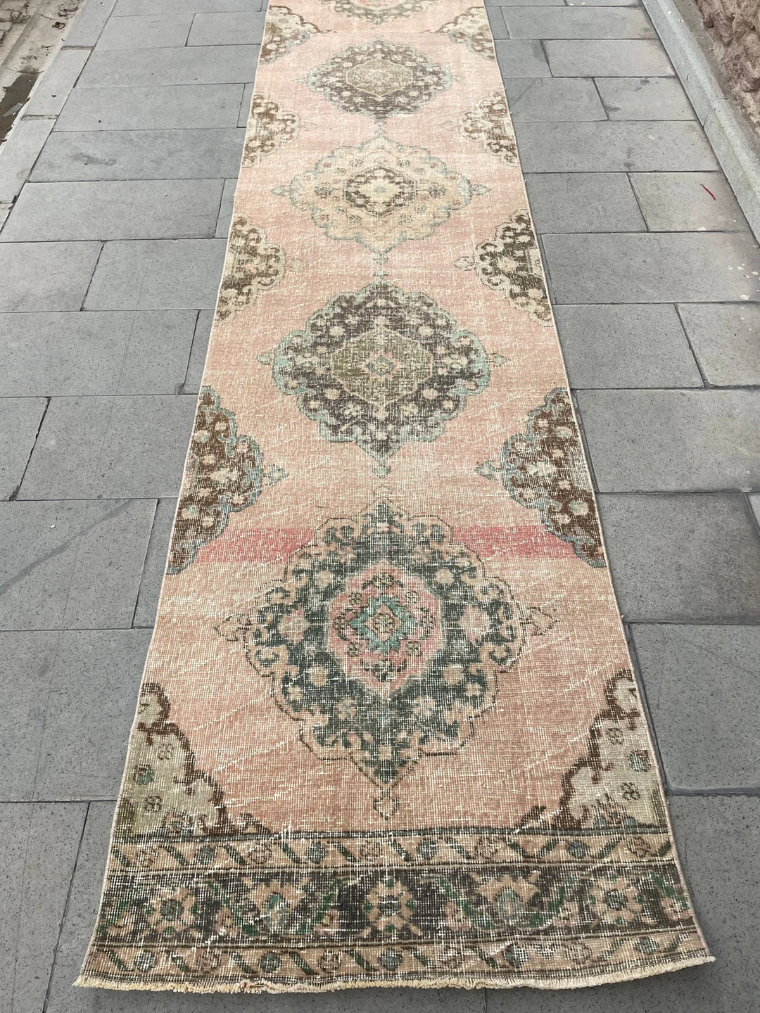 Pink Turkish Runner Rug 2' 9" x 21' 9" Hand-Knotted | No. WR48844