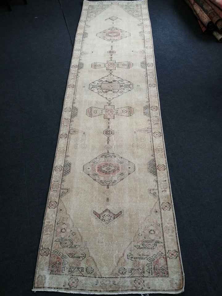 Blue Turkish Runner Rug 3' 2" x 12' Hand-Knotted | No. WR48945