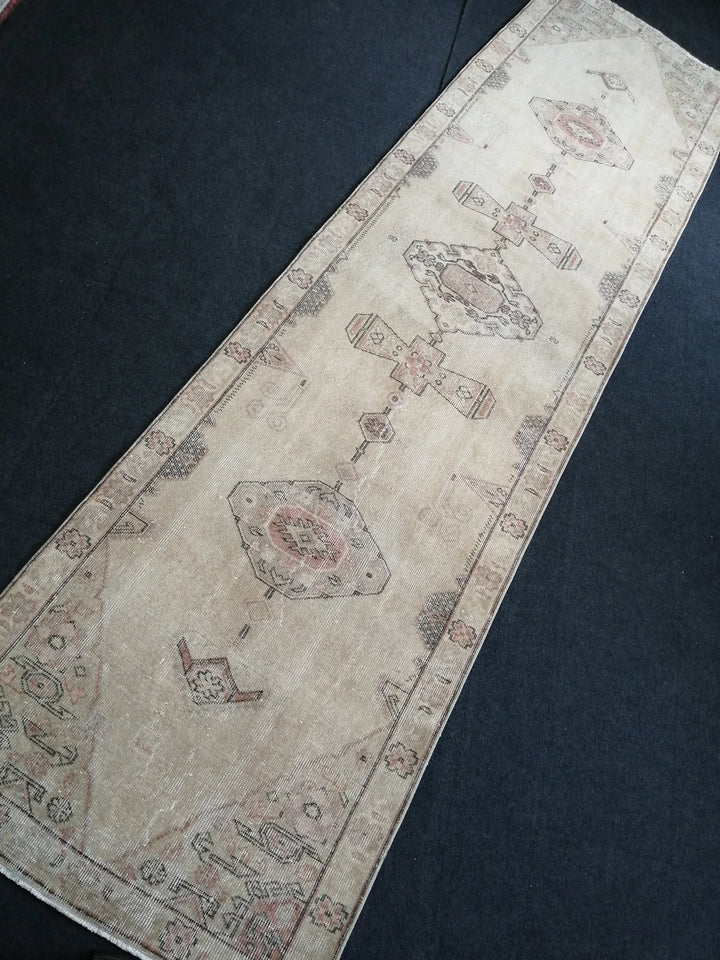 Blue Turkish Runner Rug 3' 2" x 12' Hand-Knotted | No. WR48945