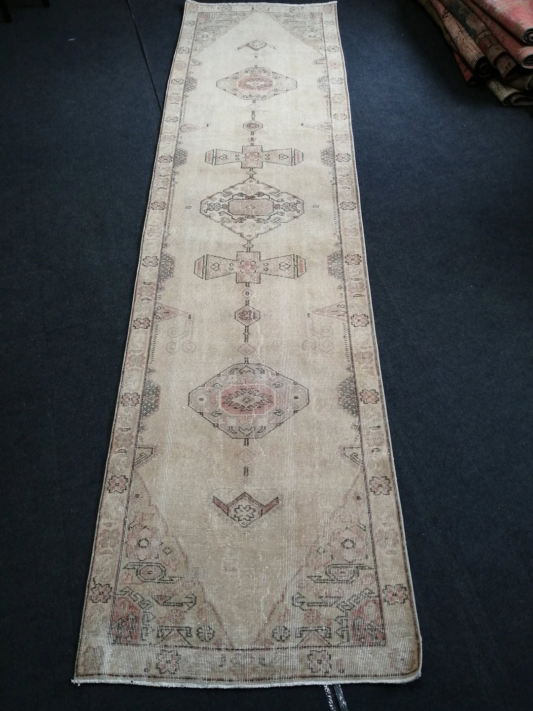 Blue Turkish Runner Rug 3' 2" x 12' Hand-Knotted | No. WR48945