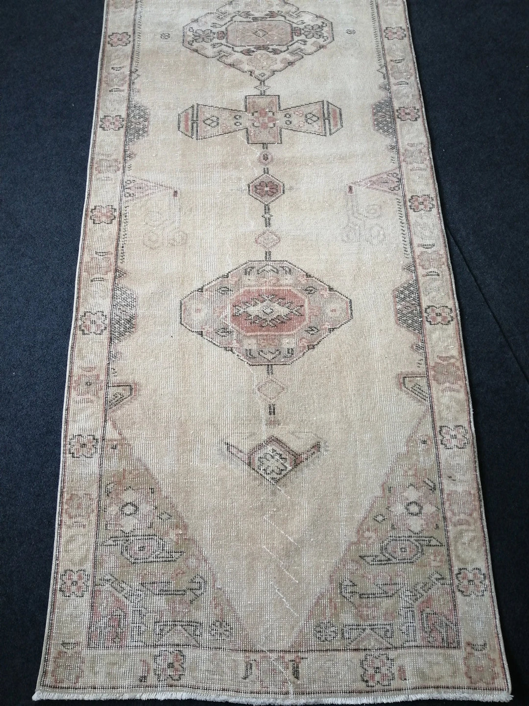 Blue Turkish Runner Rug 3' 2" x 12' Hand-Knotted | No. WR48945