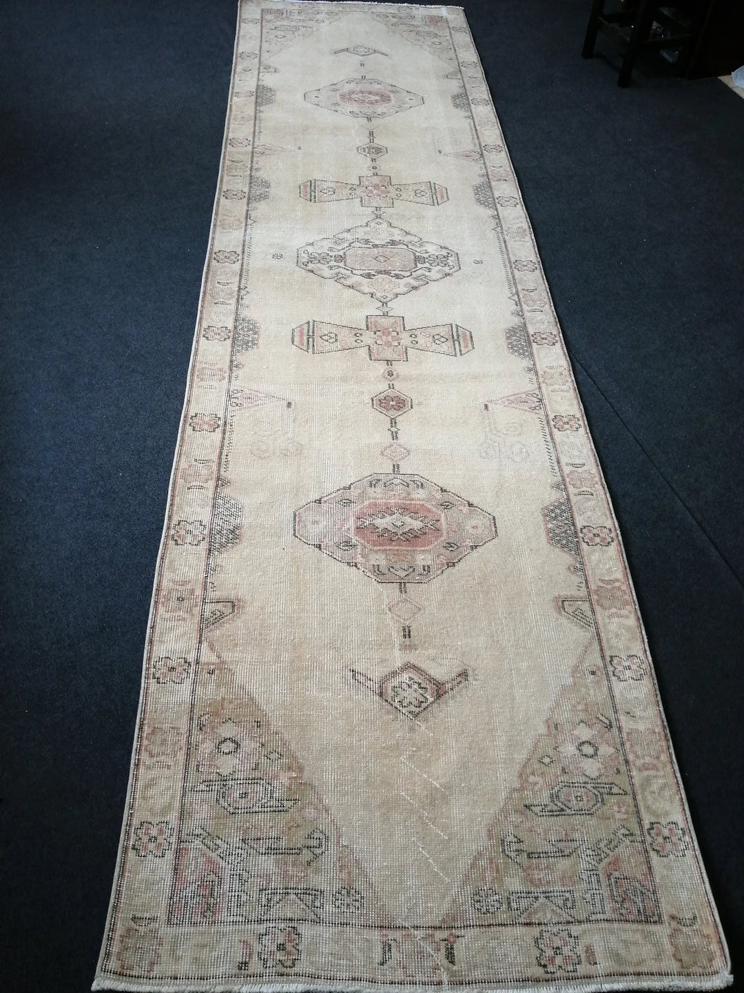 Blue Turkish Runner Rug 3' 2" x 12' Hand-Knotted | No. WR48945