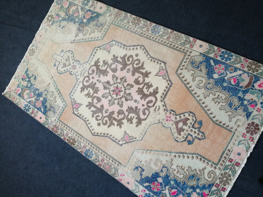 Blue Turkish Runner Rug 4' 2" x 7' 2" Hand-Knotted | No. WR49469