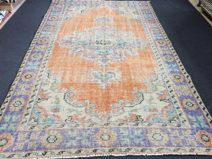 Rust Turkish Runner Rug 5' 7" x 9' 5" Hand-Knotted | No. WR49794