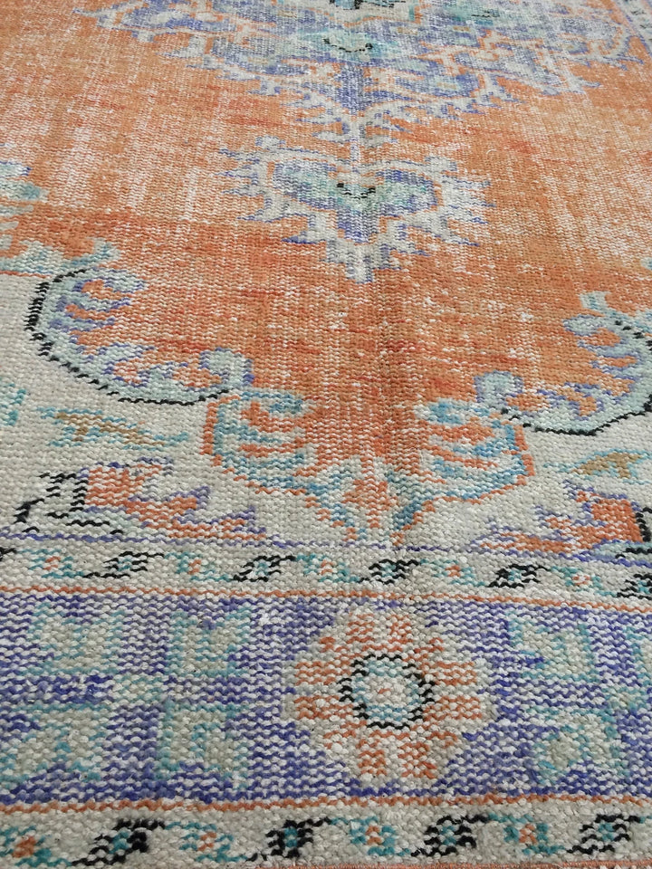 Rust Turkish Runner Rug 5' 7" x 9' 5" Hand-Knotted | No. WR49794