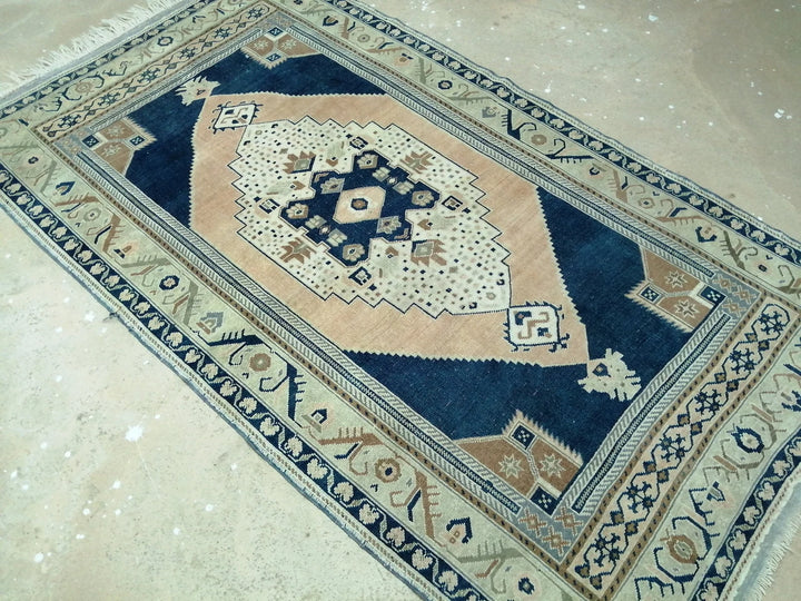Blue Turkish Runner Rug 4' 5" x 9' 10" Hand-Knotted | No. WR49818