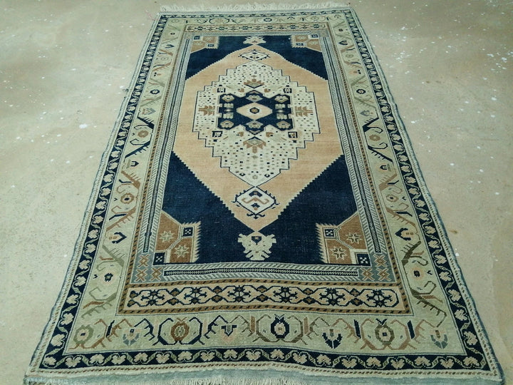 Blue Turkish Runner Rug 4' 5" x 9' 10" Hand-Knotted | No. WR49818