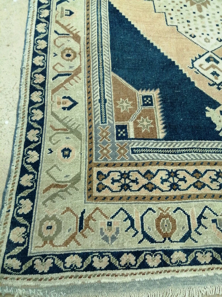 Blue Turkish Runner Rug 4' 5" x 9' 10" Hand-Knotted | No. WR49818