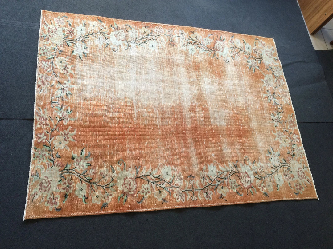 Orange Turkish Oushak Rug Hand-Knotted | No. WR49978