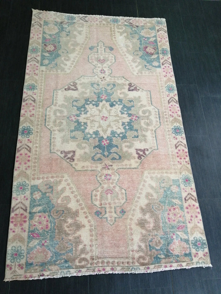 Pink Turkish Runner Rug 4' x 7' Hand-Knotted | No. WR50058