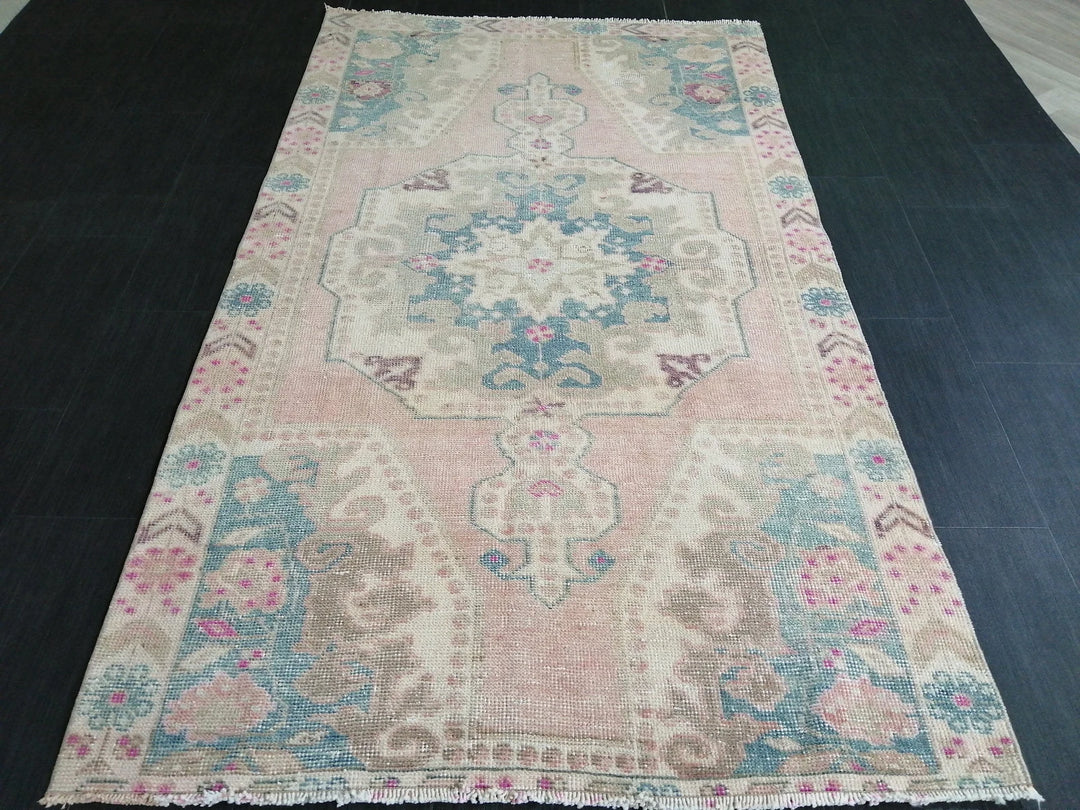 Pink Turkish Runner Rug 4' x 7' Hand-Knotted | No. WR50058