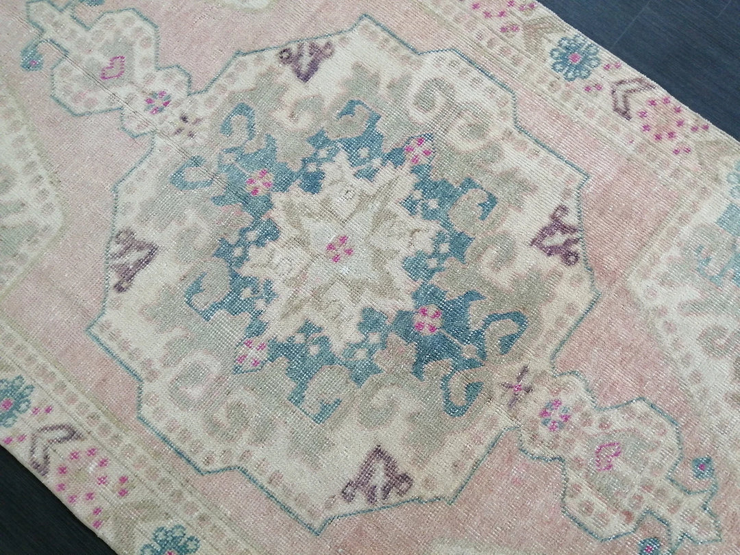 Pink Turkish Runner Rug 4' x 7' Hand-Knotted | No. WR50058