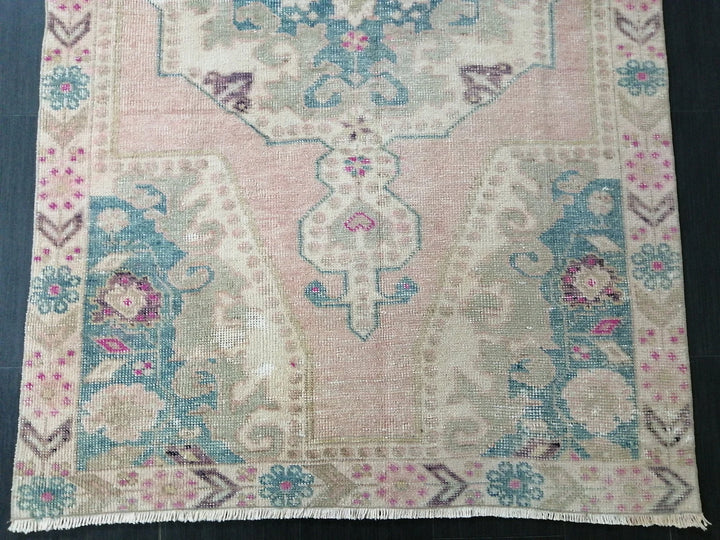 Pink Turkish Runner Rug 4' x 7' Hand-Knotted | No. WR50058