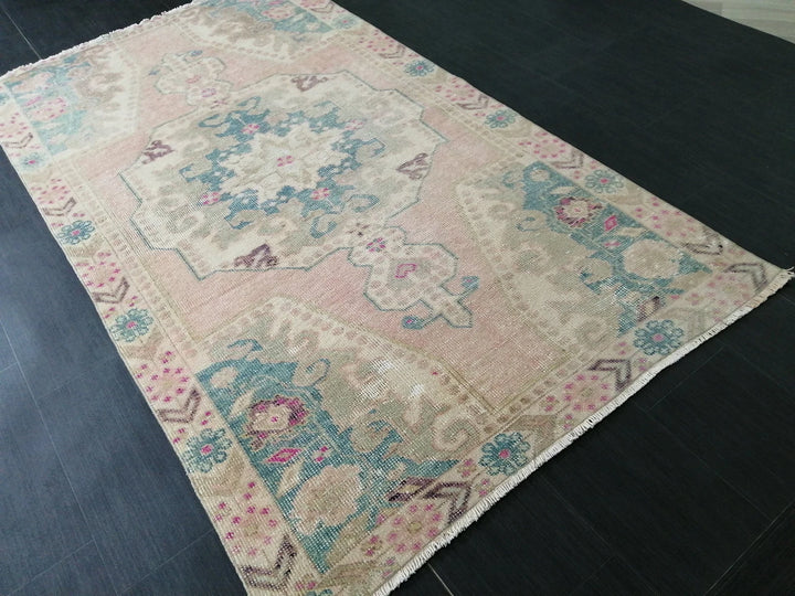 Pink Turkish Runner Rug 4' x 7' Hand-Knotted | No. WR50058