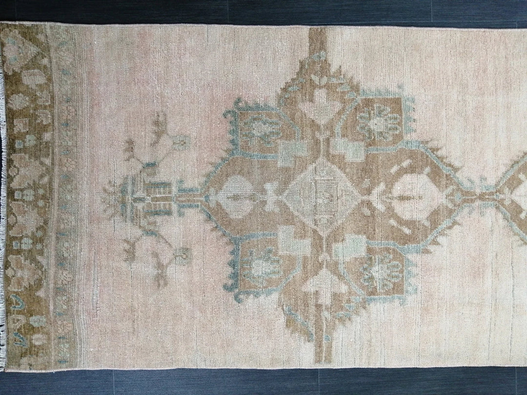 Beige Turkish Runner Rug 2' 9" x 10' 5" Hand-Knotted | No. WR50142