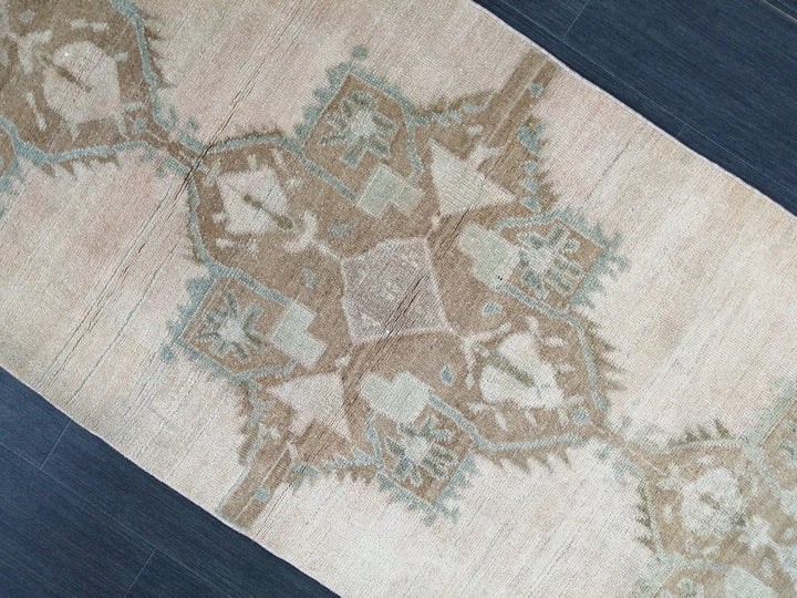 Beige Turkish Runner Rug 2' 9" x 10' 5" Hand-Knotted | No. WR50142