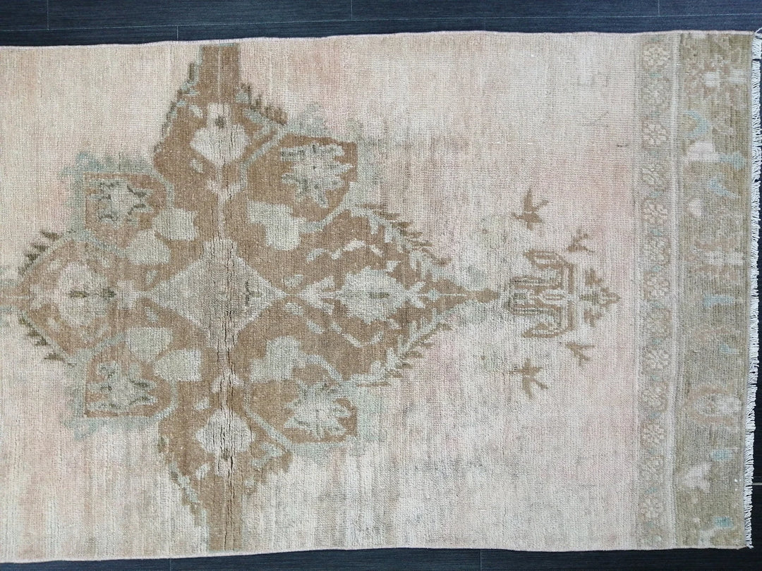 Beige Turkish Runner Rug 2' 9" x 10' 5" Hand-Knotted | No. WR50142