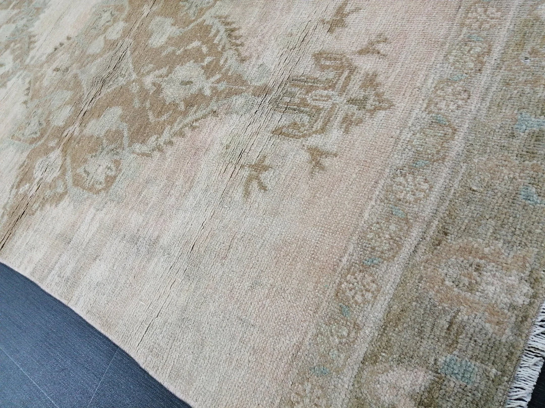 Beige Turkish Runner Rug 2' 9" x 10' 5" Hand-Knotted | No. WR50142