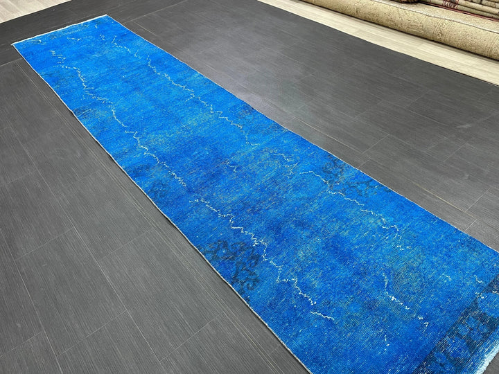 Blue Turkish Runner Rug 2' 7" x 11' 7" Hand-Knotted | No. WR50385