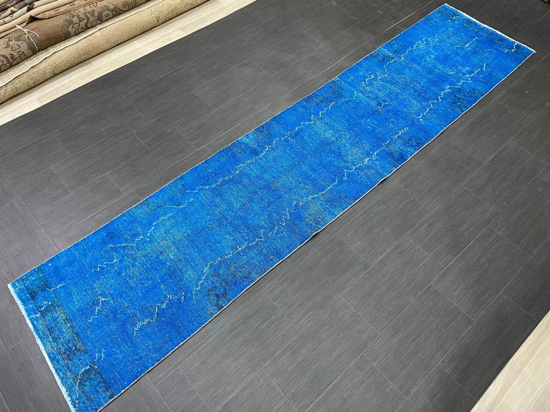 Blue Turkish Runner Rug 2' 7" x 11' 7" Hand-Knotted | No. WR50385