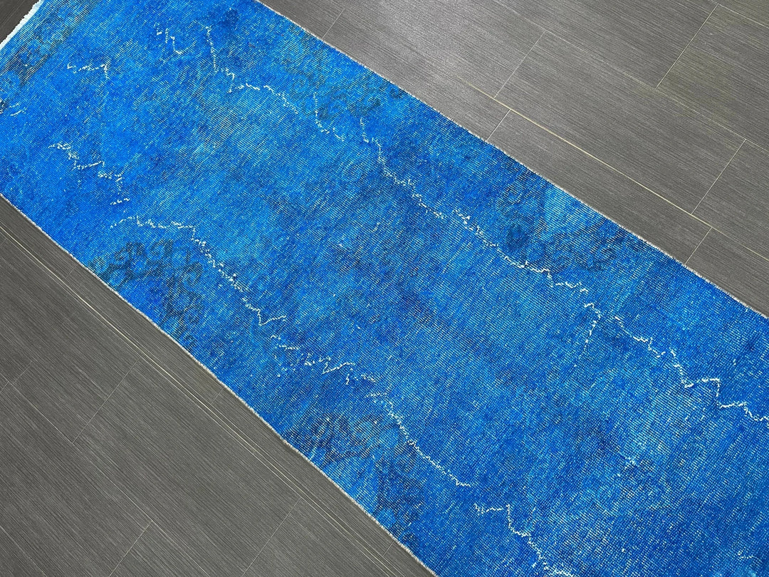 Blue Turkish Runner Rug 2' 7" x 11' 7" Hand-Knotted | No. WR50385
