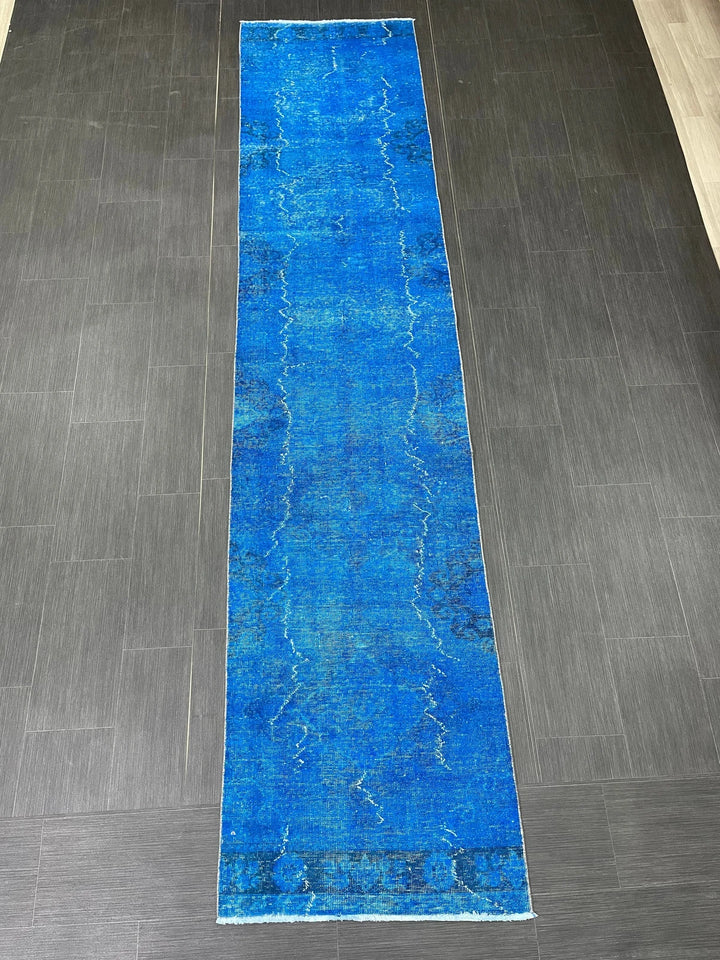 Blue Turkish Runner Rug 2' 7" x 11' 7" Hand-Knotted | No. WR50385