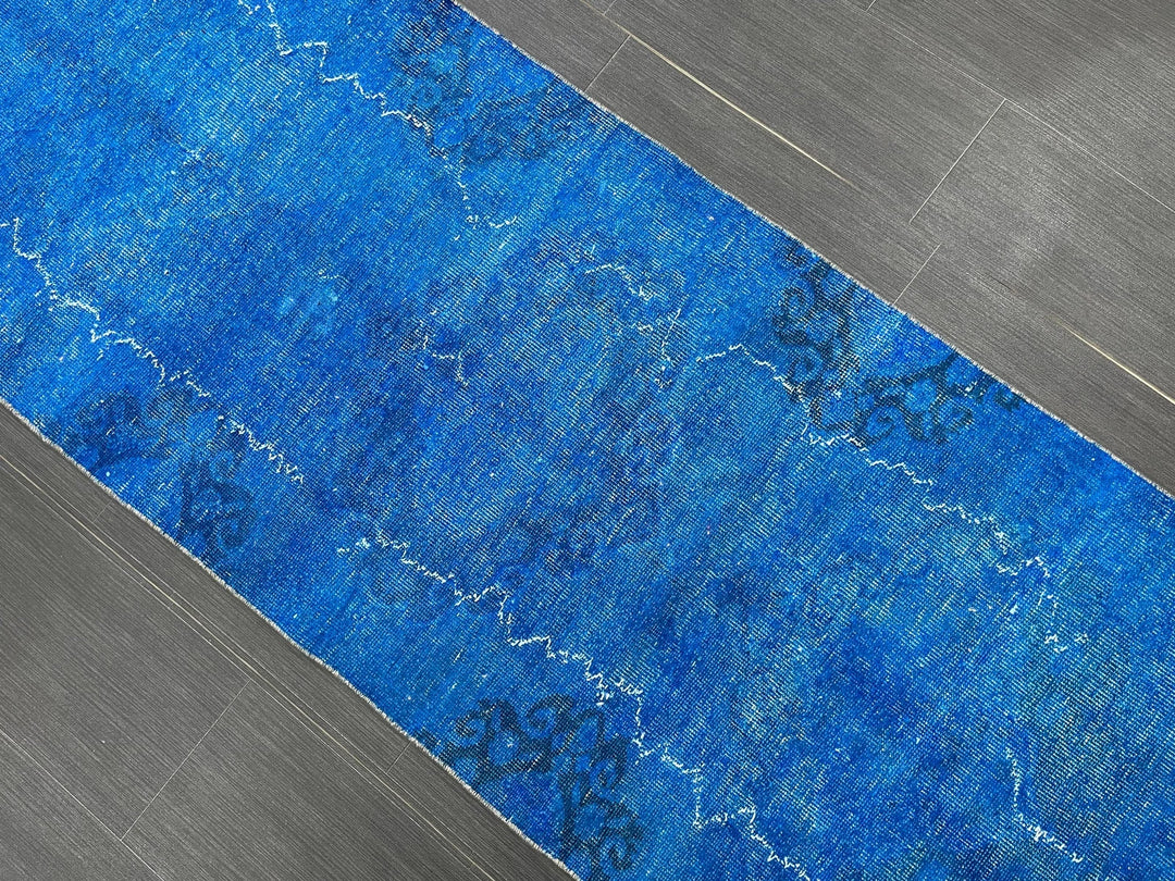 Blue Turkish Runner Rug 2' 7" x 11' 7" Hand-Knotted | No. WR50385