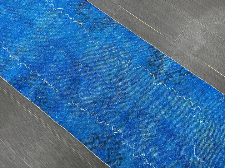 Blue Turkish Runner Rug 2' 7" x 11' 7" Hand-Knotted | No. WR50385