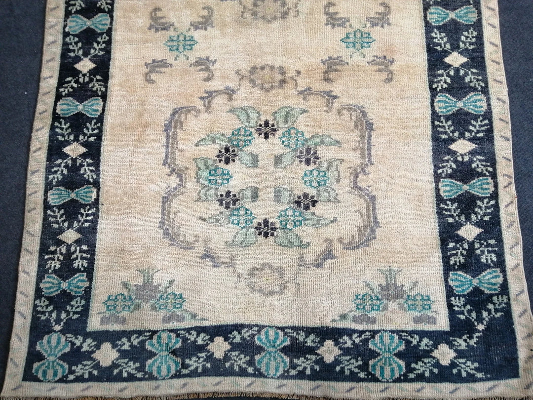 Blue Turkish Runner Rug 4' 7" x 12' 2" Hand-Knotted | No. WR50556