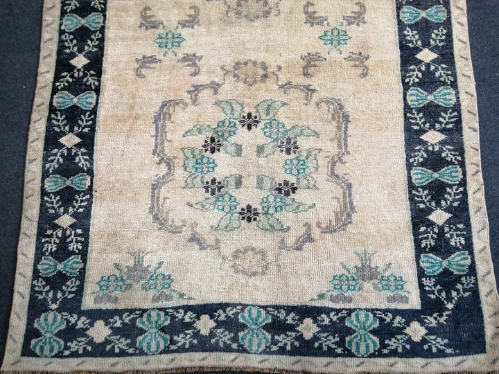 Blue Turkish Runner Rug 4' 7" x 12' 2" Hand-Knotted | No. WR50556