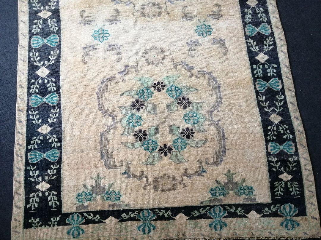 Blue Turkish Runner Rug 4' 7" x 12' 2" Hand-Knotted | No. WR50556