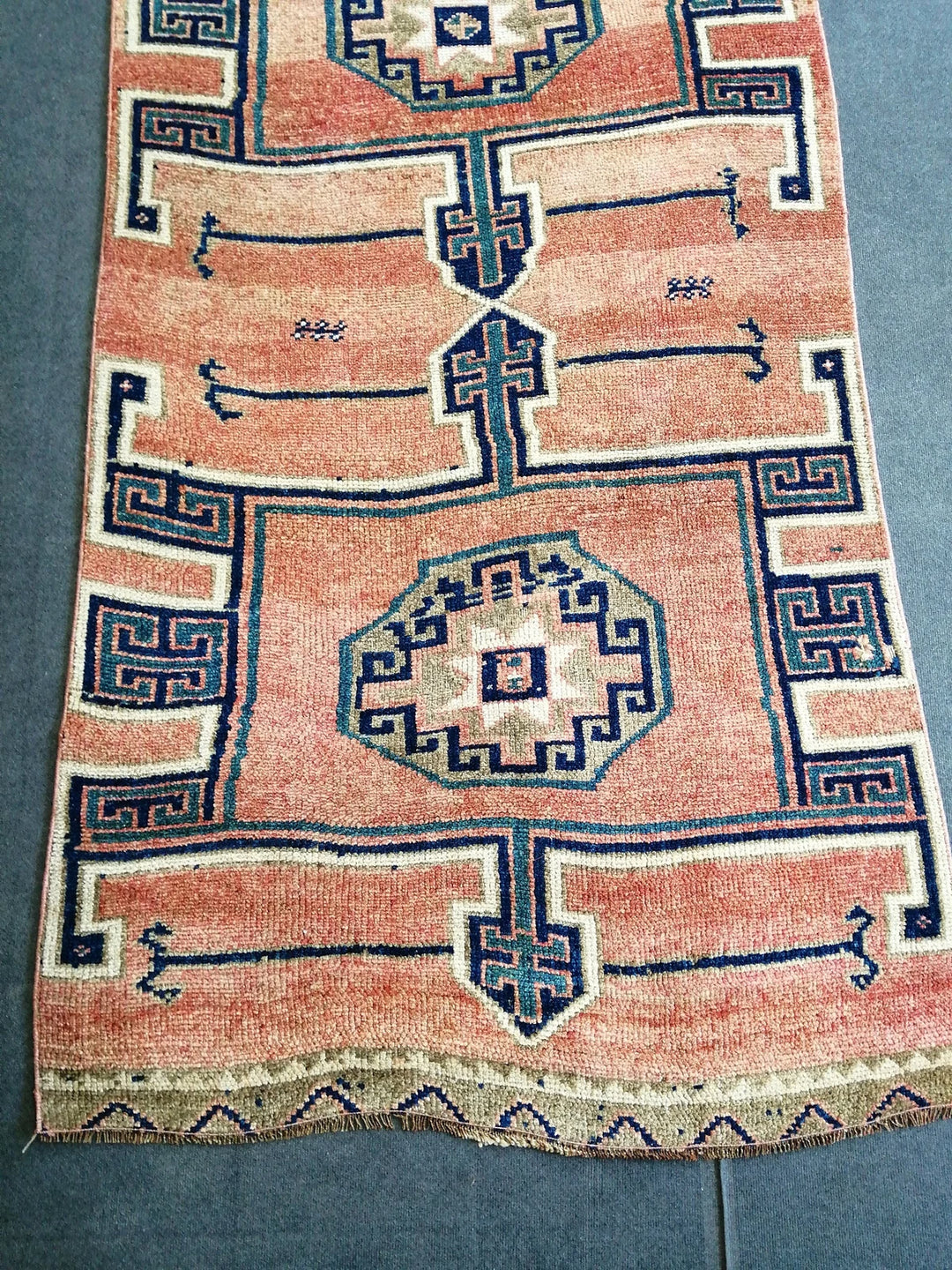 Beige Turkish Runner Rug 4' 4" x 12' 8" Hand-Knotted | No. WR50801