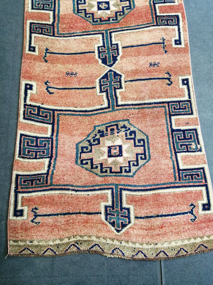 Beige Turkish Runner Rug 4' 4" x 12' 8" Hand-Knotted | No. WR50801
