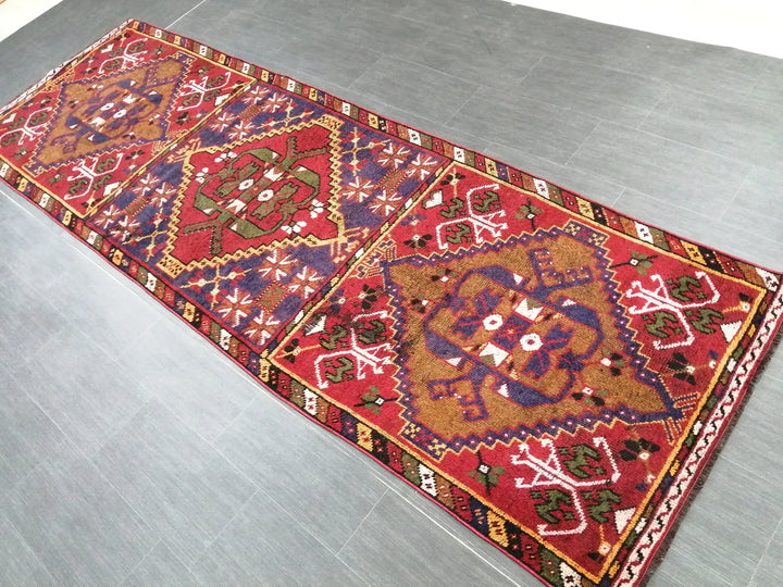 Beige Turkish Runner Rug 3' 4" x 10' 11" Hand-Knotted | No. WR51325