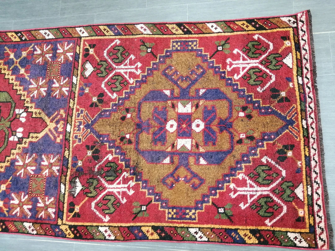 Beige Turkish Runner Rug 3' 4" x 10' 11" Hand-Knotted | No. WR51325