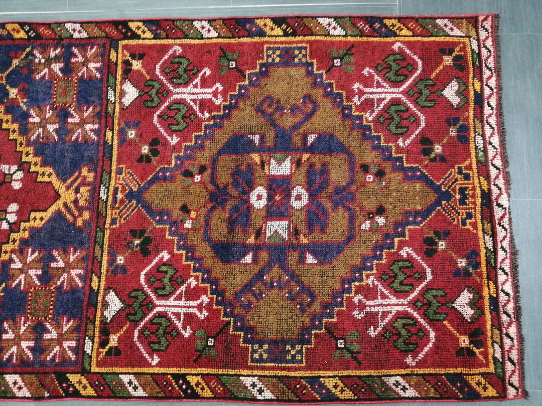 Beige Turkish Runner Rug 3' 4" x 10' 11" Hand-Knotted | No. WR51325