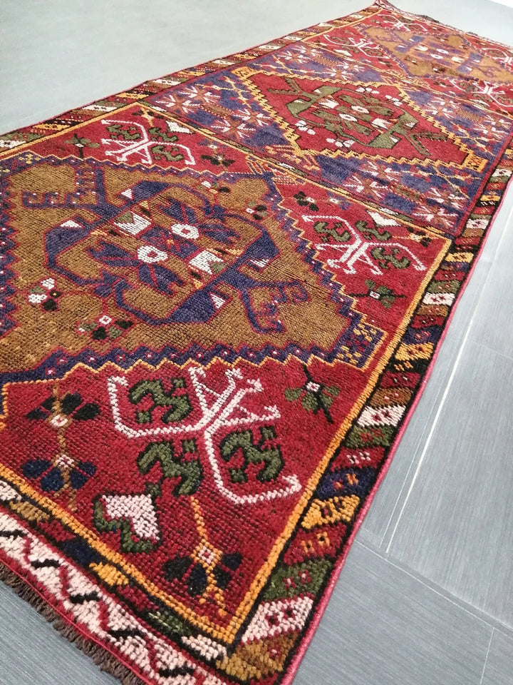 Beige Turkish Runner Rug 3' 4" x 10' 11" Hand-Knotted | No. WR51325