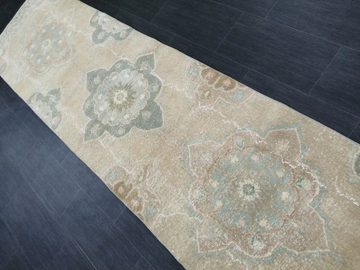 Tan Turkish Runner Rug 2' 7" x 12' 6" Hand-Knotted | No. WR51565