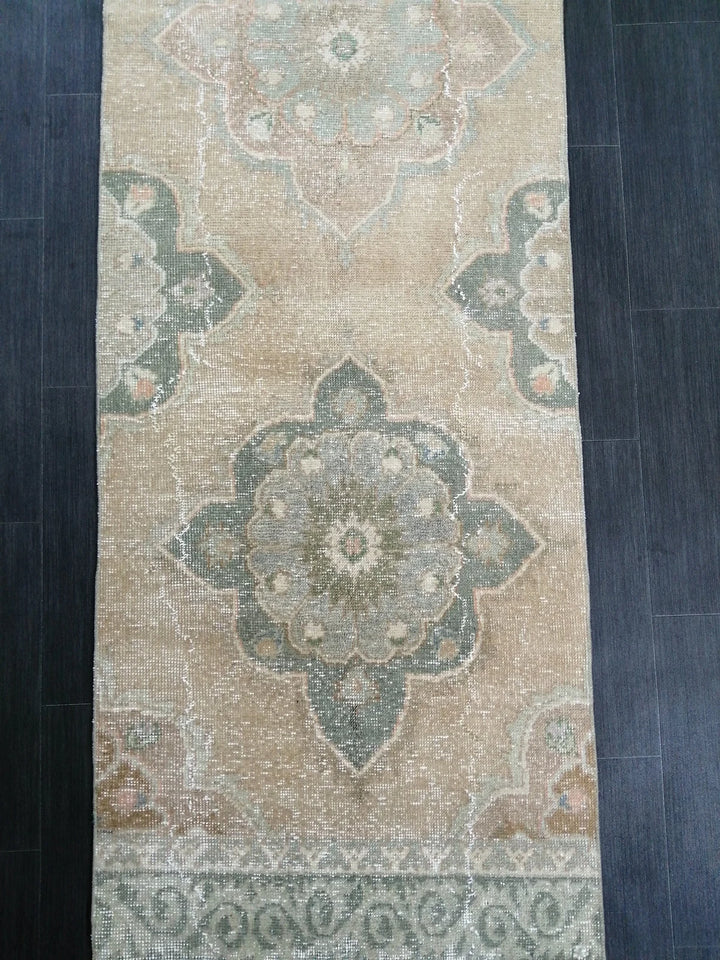 Tan Turkish Runner Rug 2' 7" x 12' 6" Hand-Knotted | No. WR51565