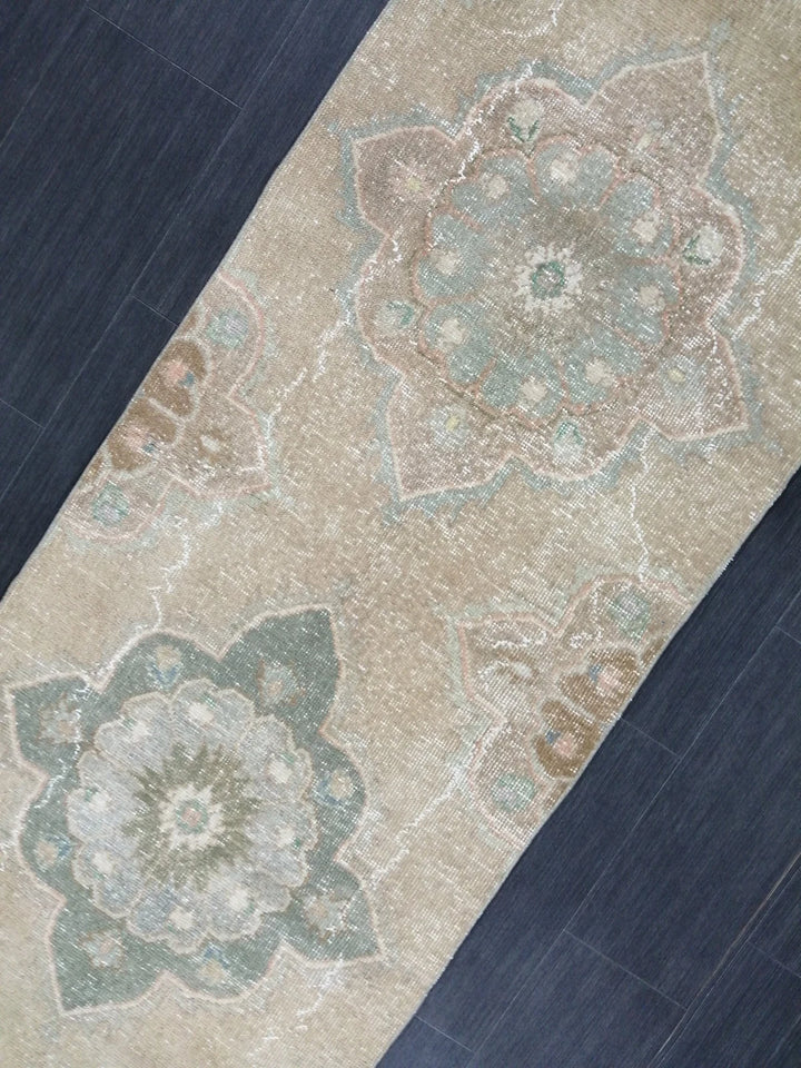 Tan Turkish Runner Rug 2' 7" x 12' 6" Hand-Knotted | No. WR51565