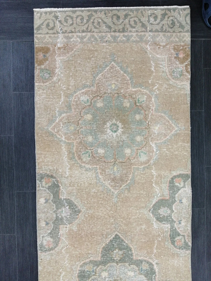 Tan Turkish Runner Rug 2' 7" x 12' 6" Hand-Knotted | No. WR51565
