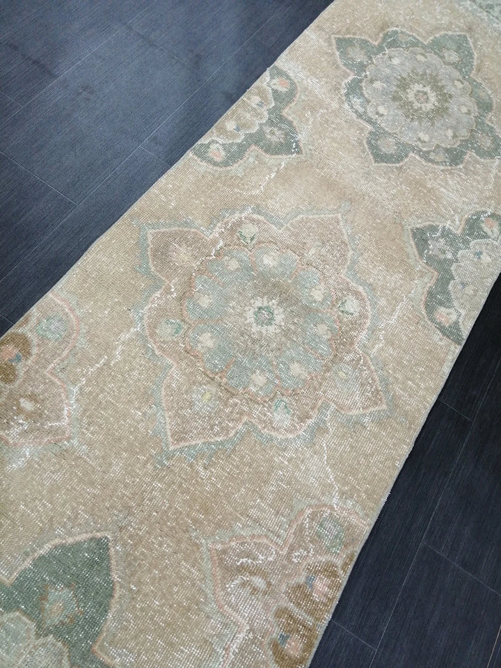 Tan Turkish Runner Rug 2' 7" x 12' 6" Hand-Knotted | No. WR51565