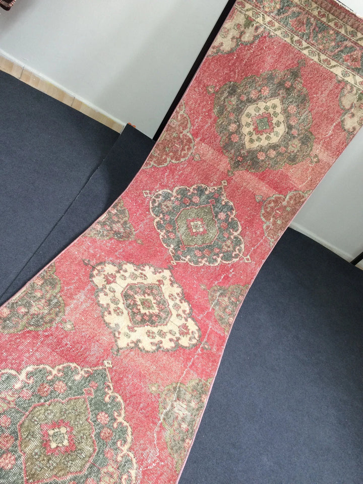 Beige Turkish Runner Rug 2' 10" x 12' 6" Hand-Knotted | No. WR51680